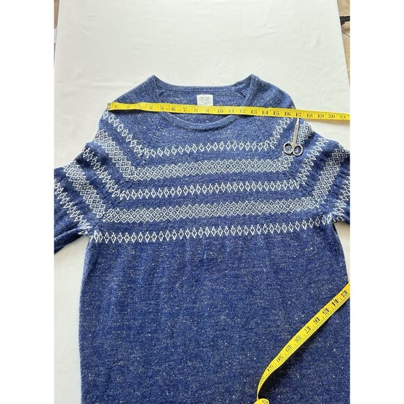 Save Khaki Mens XL Wool  Linen Blue Fair Isle Sweater - Picture 3 of 9